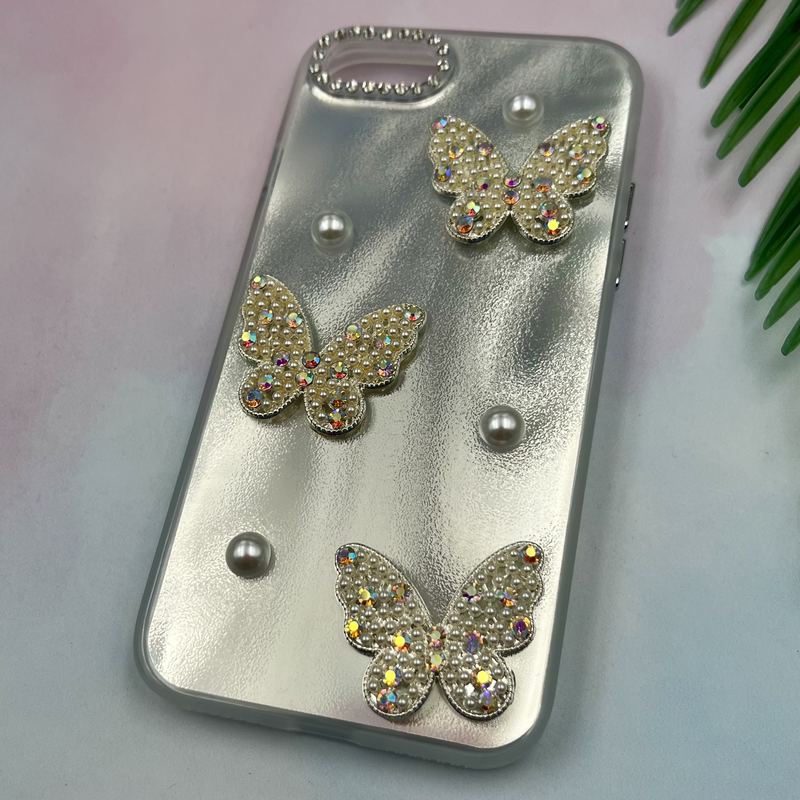 قاب گوشی iPhone 7 / iPhone 8 / iPhone SE 2020 / iPhone SE 2022 آیفون Luxury Case اورجینال مروارید الماسی برجسته طرح پروانه کد 47803 - Image 2