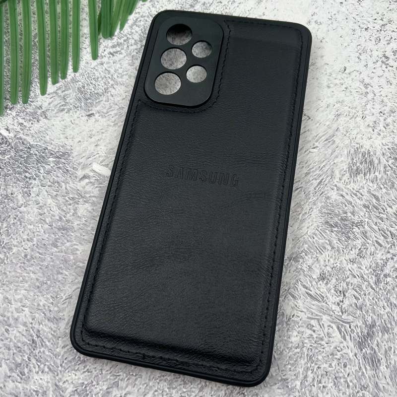 قاب گوشی Galaxy A53 سامسونگ Leather Case چرم اورجینال داخل پارچه ای لوگو دار کلاسیک محافظ لنز دار مشکی کد 50307 - Image 2