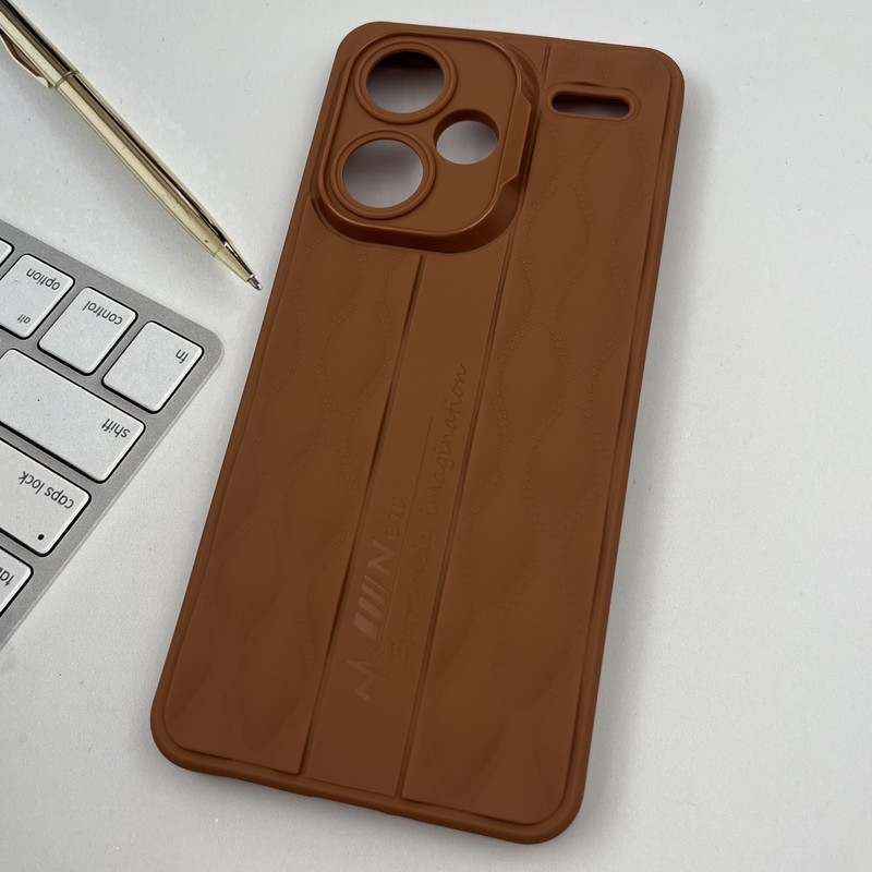 قاب گوشی Redmi Note 13 Pro Plus شیائومی پافری طرح دوخت لوزی New Case محافظ لنز دار برجسته عسلی کد 50424 - Image 2
