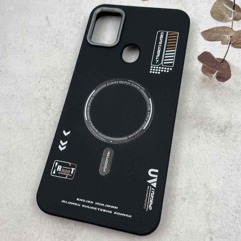 قاب گوشی Galaxy A11 / Galaxy M11 سامسونگ Leather Design طرح RT مگ سیف Magsafe سیلیکونی لنز کروم مشکی کد 51247 - Image 2