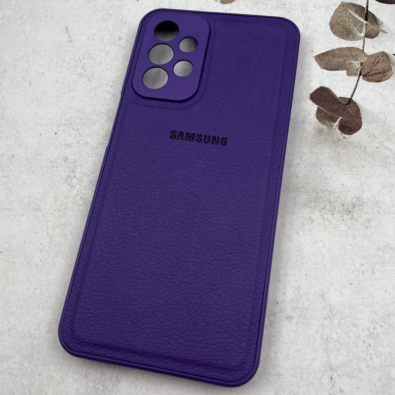 قاب گوشی Galaxy A23 سامسونگ چرم دور سیلیکونی Leather Case لوگو دار محافظ لنز دار بنفش کد 51986 - Image 2