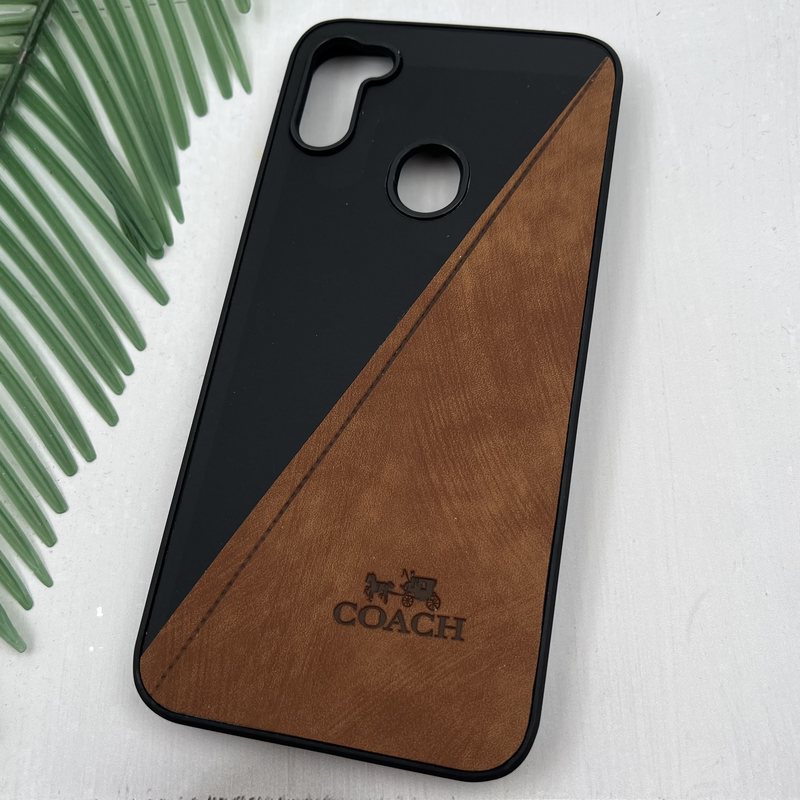 قاب گوشی Galaxy A11 / Galaxy M11 سامسونگ چرم Coach کلاسیک طرح دوخت مشکی عسلی کد 53342 - Image 2