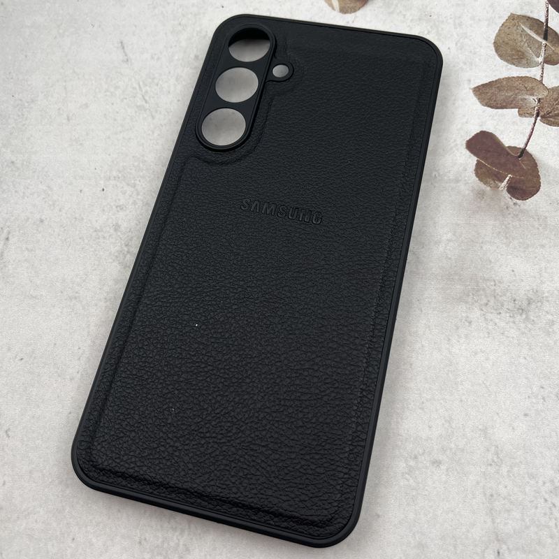 قاب گوشی Galaxy A35 سامسونگ چرم دور سیلیکونی Leather Case لوگو دار محافظ لنز دار مشکی کد 54454 - Image 2