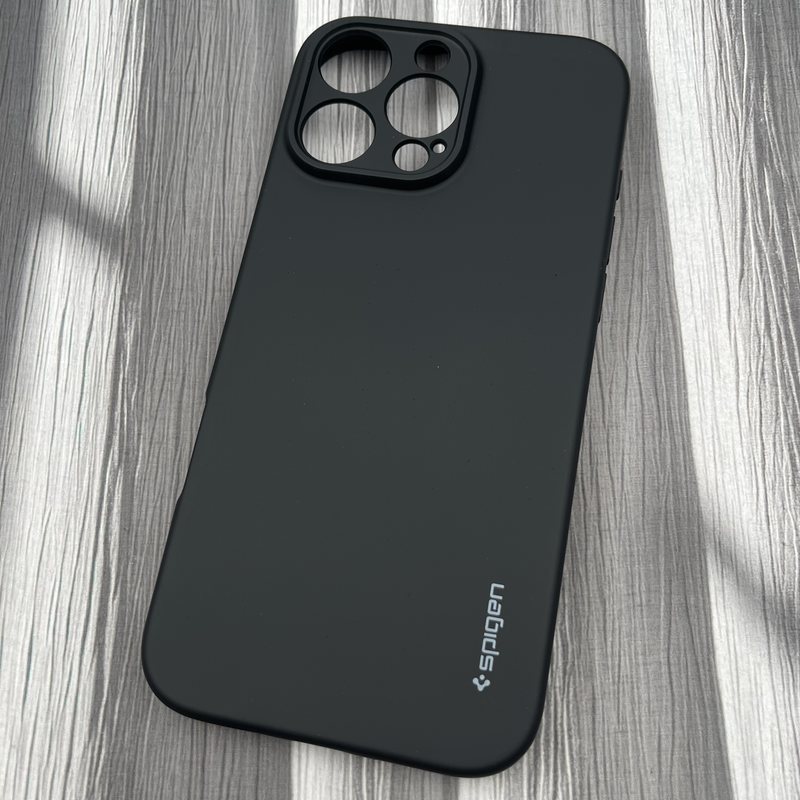 قاب گوشی iPhone 16 Pro Max آیفون سیلیکونی Spigen اورجینال داخل پارچه ای محافظ لنز دار مشکی کد 56099 - Image 2