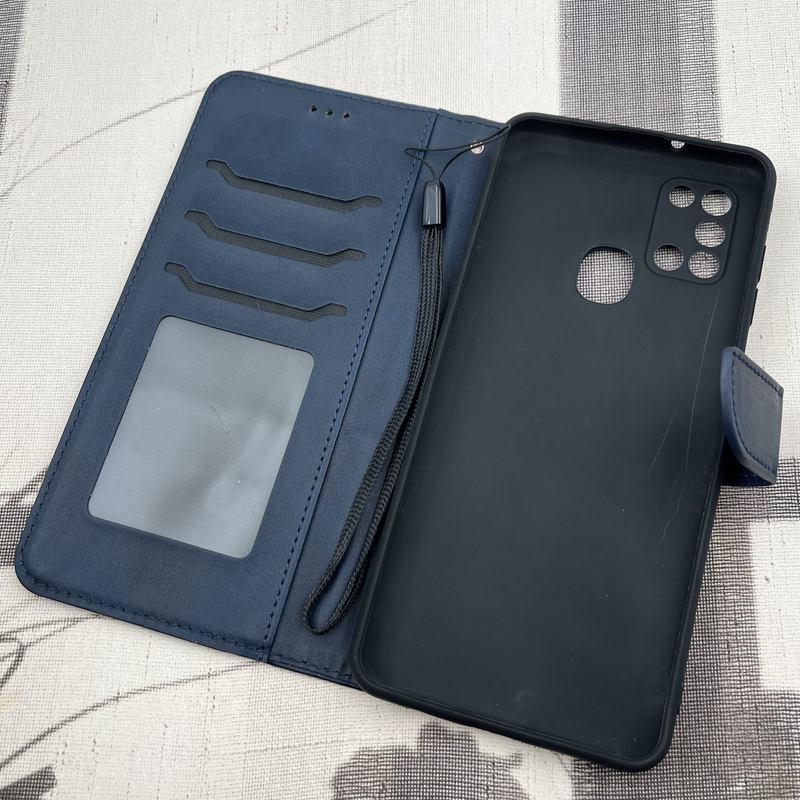 کیف گوشی Galaxy A21S سامسونگ چرم مگنتی جاکارتی بند آویز دار محافظ لنز دار سرمه ای کد 56597 - Image 2