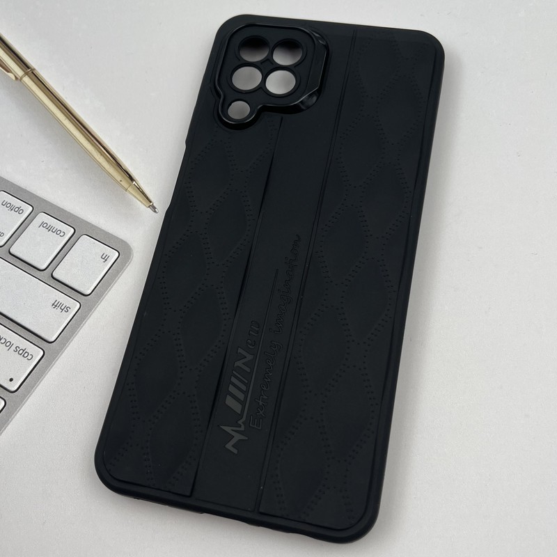 قاب گوشی Galaxy A22 4G / Galaxy M32 4G سامسونگ پافری طرح دوخت لوزی New Case محافظ لنز دار برجسته مشکی کد 58249 - Image 2