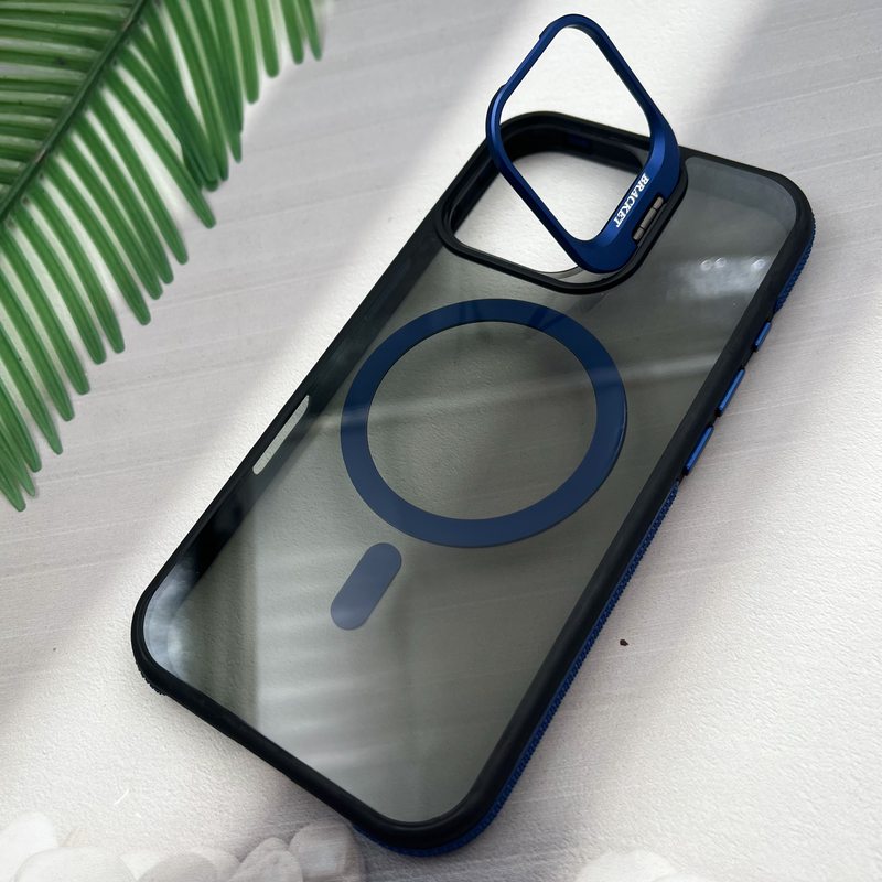 قاب گوشی iPhone 16 آیفون Stand Case اورجینال مگ سیف Magsafe ضد ضربه لنز استندشو فلزی سرمه ای کد 60134 - Image 2