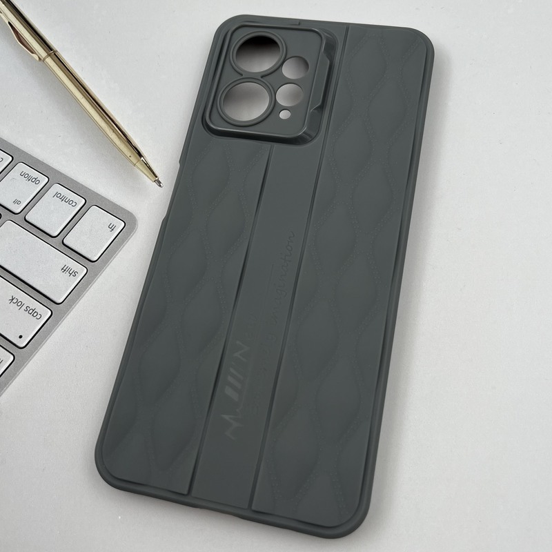 قاب گوشی Redmi Note 12 4G شیائومی پافری طرح دوخت لوزی New Case محافظ لنز دار برجسته تیتانیوم کد 60412 - Image 2
