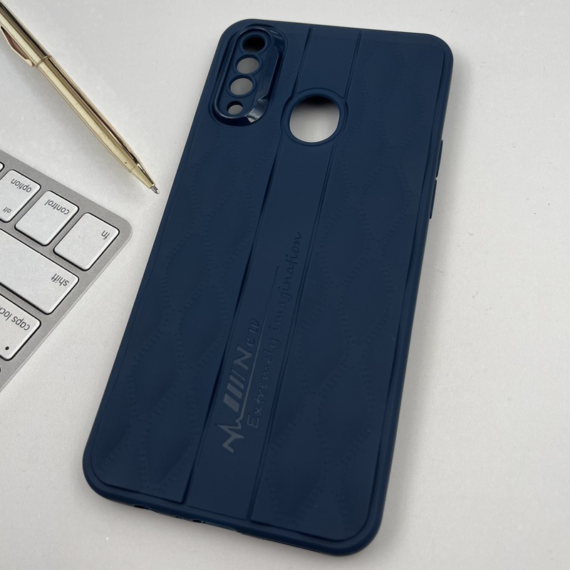 قاب گوشی Galaxy A20S سامسونگ پافری طرح دوخت لوزی New Case محافظ لنز دار برجسته سرمه ای کد 61524 - Image 2