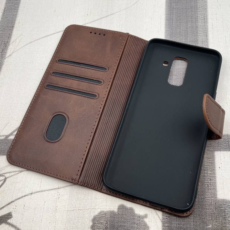 کیف گوشی Galaxy A6 Plus سامسونگ چرم مگنتی جاکارتی قهوه ای کد 62008 - Image 2