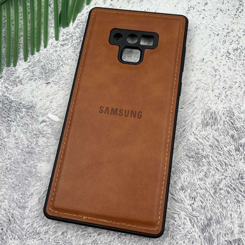 قاب گوشی Galaxy Note 9 سامسونگ Leather Case چرم اورجینال داخل پارچه ای لوگو دار کلاسیک محافظ لنز دار عسلی کد 63157 - Image 2