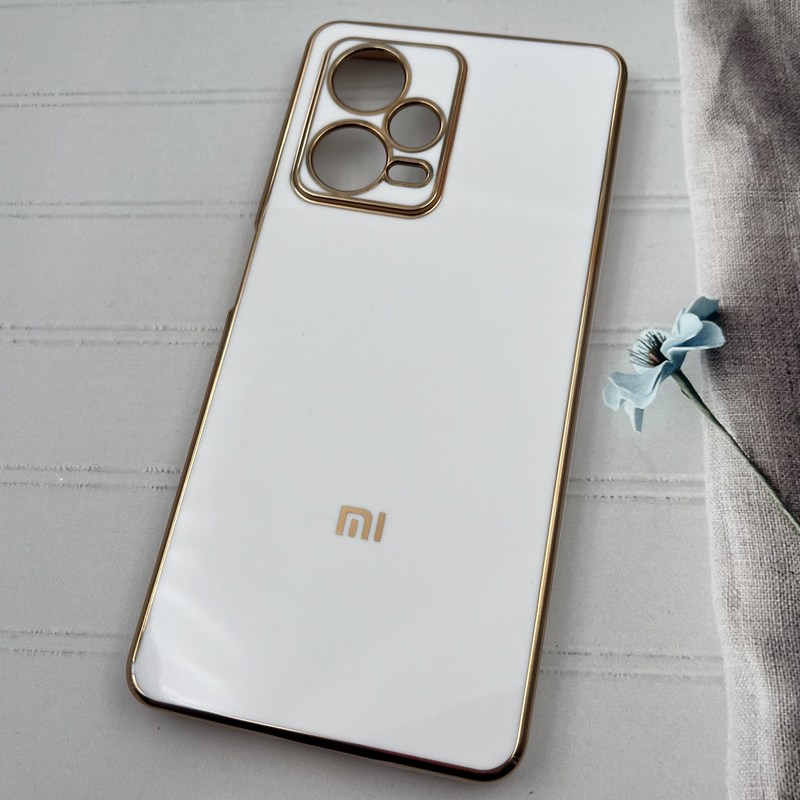 قاب گوشی Redmi Note 12 Pro Plus شیائومی ژله ای مای کیس طرح Gold Line دور طلایی محافظ لنز دار سفید کد 63882 - Image 2