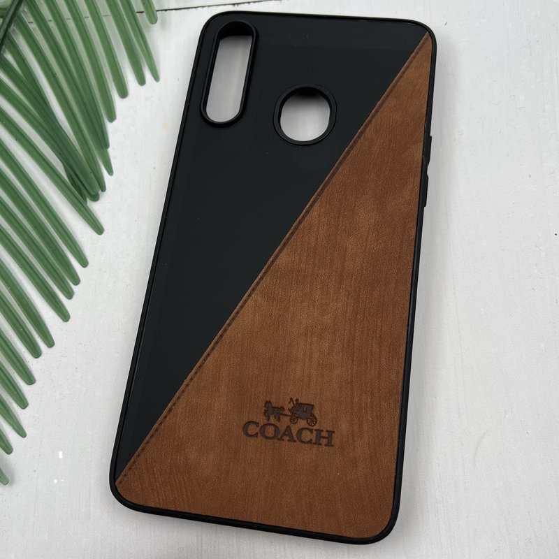 قاب گوشی Galaxy A20S سامسونگ چرم Coach کلاسیک طرح دوخت مشکی عسلی کد 64426 - Image 2