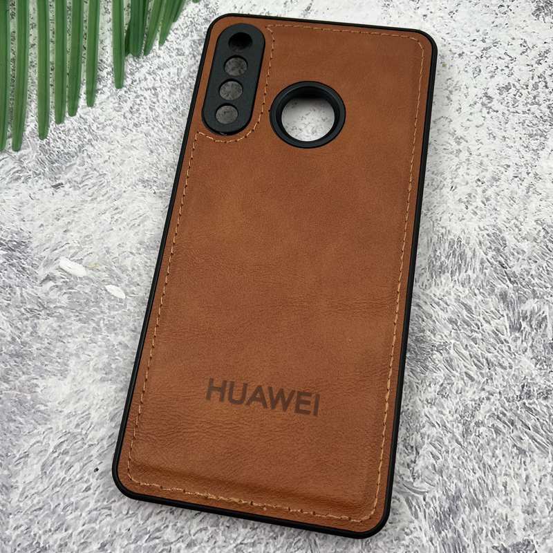 قاب گوشی Huawei P30 Lite هوآوی Leather Case چرم اورجینال داخل پارچه ای لوگو دار کلاسیک محافظ لنز دار عسلی کد 69899 - Image 2