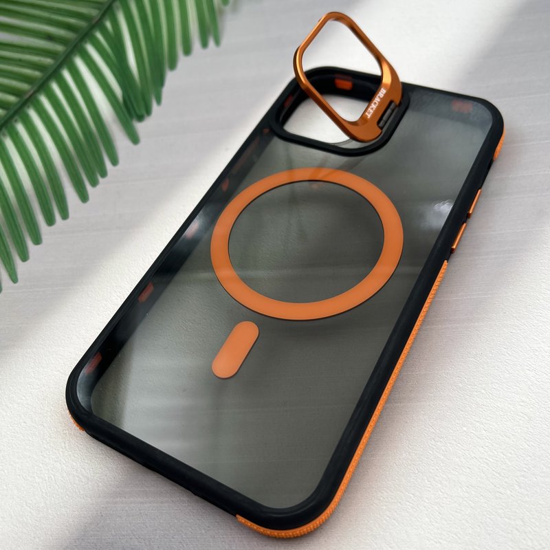 قاب گوشی iPhone 11 Pro آیفون Stand Case اورجینال مگ سیف Magsafe ضد ضربه لنز استندشو فلزی نارنجی کد 71333 - Image 2
