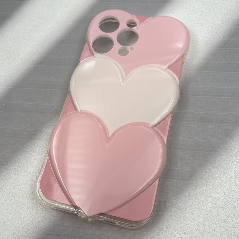 قاب گوشی iPhone 14 Pro Max آیفون سیلیکونی AIR SKIN ایربگ دار لاکچری طرح قلبی محافظ لنز دار صورتی کد 71832 - Image 2
