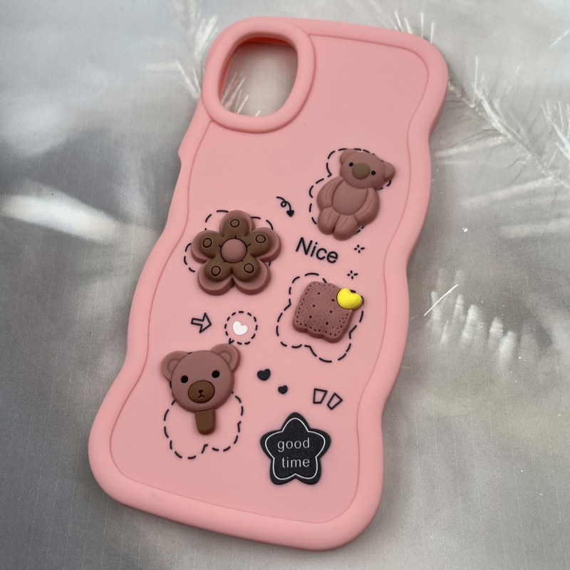 قاب گوشی Galaxy A06 سامسونگ سیلیکونی دالبری ایربگ دار عروسکی برجسته طرح تدی صورتی کد 74226 - Image 2