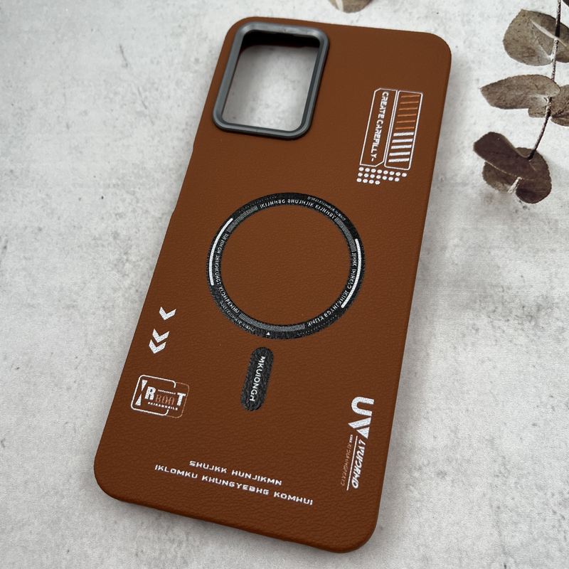 قاب گوشی Galaxy A22 4G / Galaxy M32 4G سامسونگ Leather Design طرح RT مگ سیف Magsafe سیلیکونی لنز کروم عسلی کد 74862 - Image 2