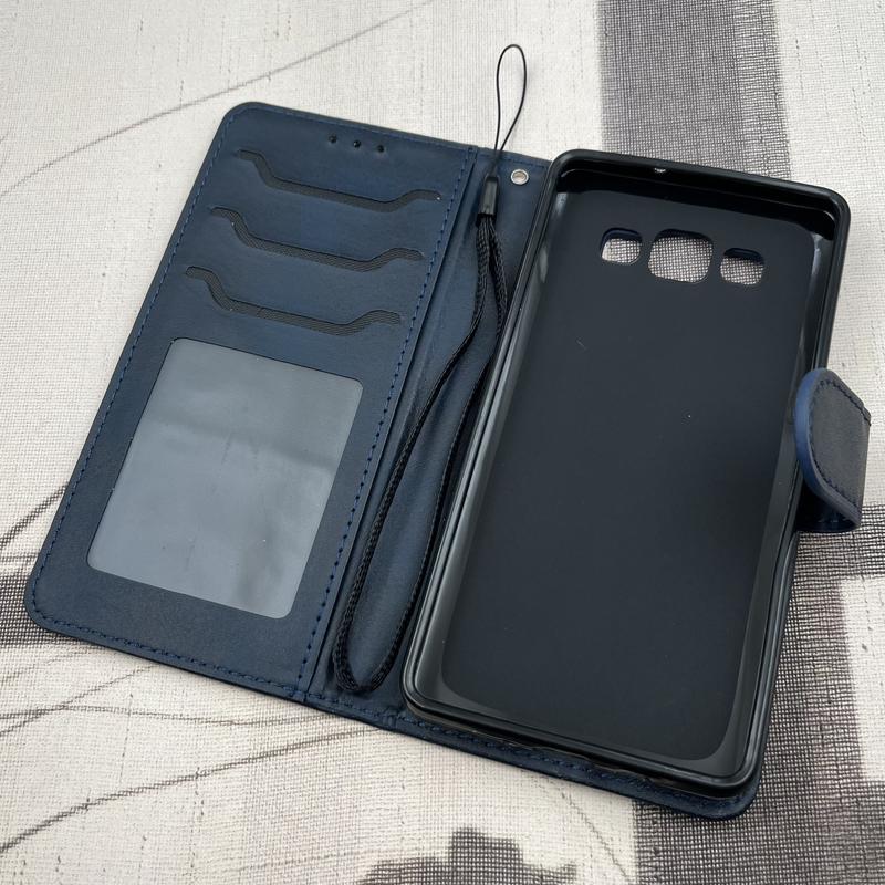 کیف گوشی Galaxy A5 2015 (A500) سامسونگ چرم مگنتی جاکارتی بند آویز دار محافظ لنز دار سرمه ای کد 77017 - Image 2