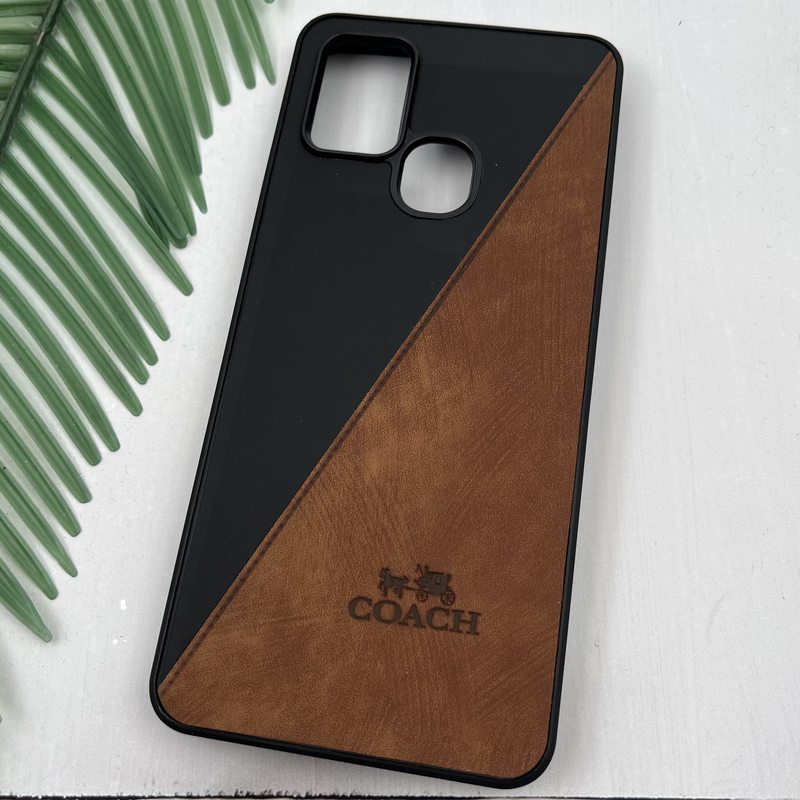 قاب گوشی Galaxy A21S سامسونگ چرم Coach کلاسیک طرح دوخت مشکی عسلی کد 79806 - Image 2