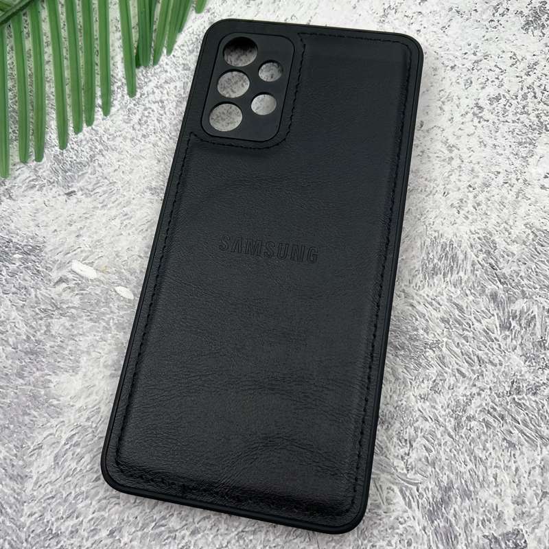 قاب گوشی Galaxy A32 4G سامسونگ Leather Case چرم اورجینال داخل پارچه ای لوگو دار کلاسیک محافظ لنز دار مشکی کد 81100 - Image 2