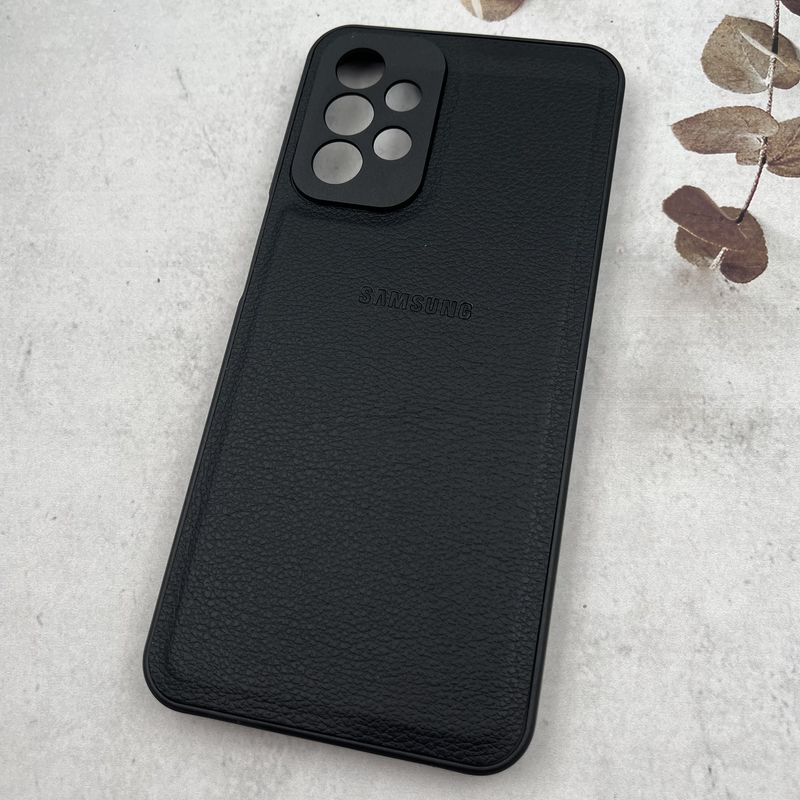 قاب گوشی Galaxy A23 سامسونگ چرم دور سیلیکونی Leather Case لوگو دار محافظ لنز دار مشکی کد 81330 - Image 2