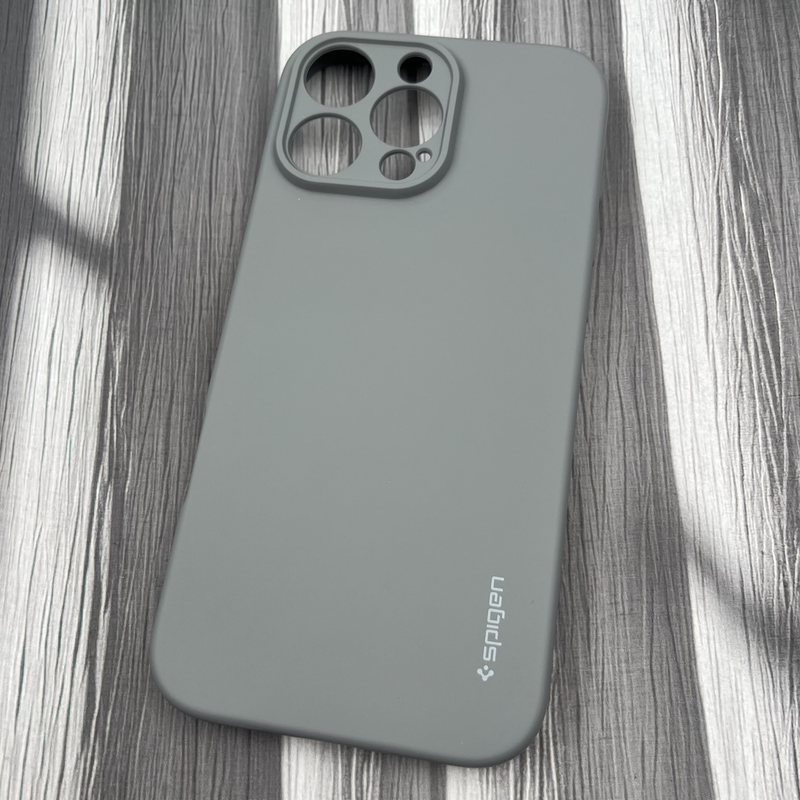قاب گوشی iPhone 16 Pro Max آیفون سیلیکونی Spigen اورجینال داخل پارچه ای محافظ لنز دار طوسی کد 82312 - Image 2