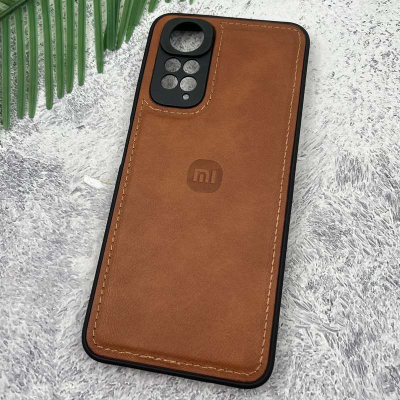 قاب گوشی Redmi Note 11 4G / Redmi Note 11S شیائومی Leather Case چرم اورجینال داخل پارچه ای لوگو دار کلاسیک محافظ لنز دار عسلی کد 85596 - Image 2