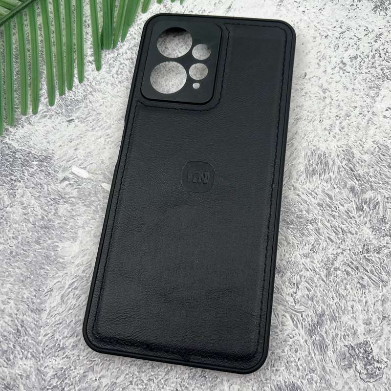 قاب گوشی Redmi Note 12 4G شیائومی Leather Case چرم اورجینال داخل پارچه ای لوگو دار کلاسیک محافظ لنز دار مشکی کد 87458 - Image 2