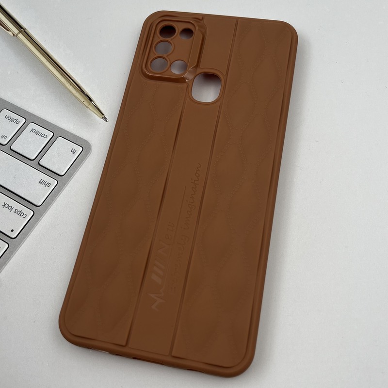 قاب گوشی Galaxy A21S سامسونگ پافری طرح دوخت لوزی New Case محافظ لنز دار برجسته عسلی کد 88205 - Image 2