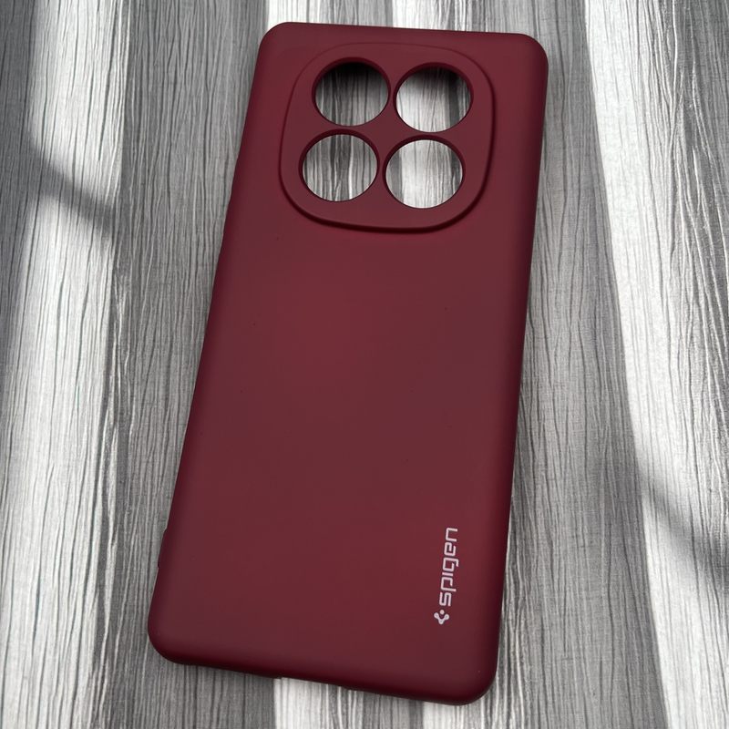 قاب گوشی Redmi Note 14 Pro 5G / Redmi Note 14 Pro Plus 5G / Poco X7 5G شیائومی سیلیکونی Spigen اورجینال داخل پارچه ای محافظ لنز دار زرشکی کد 88251 - Image 2