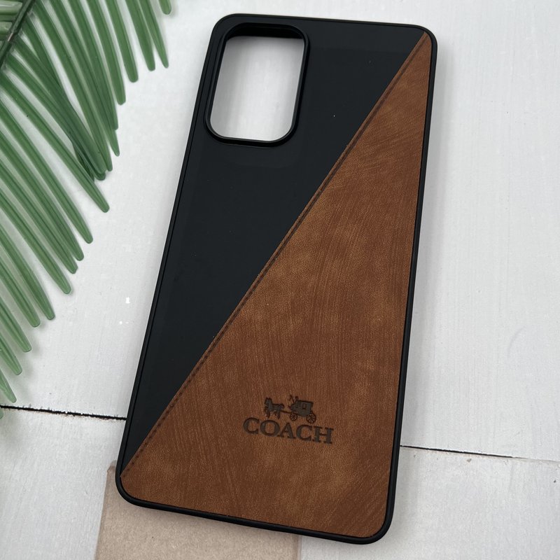 قاب گوشی Galaxy A73 سامسونگ چرم Coach کلاسیک طرح دوخت مشکی عسلی کد 90321 - Image 2
