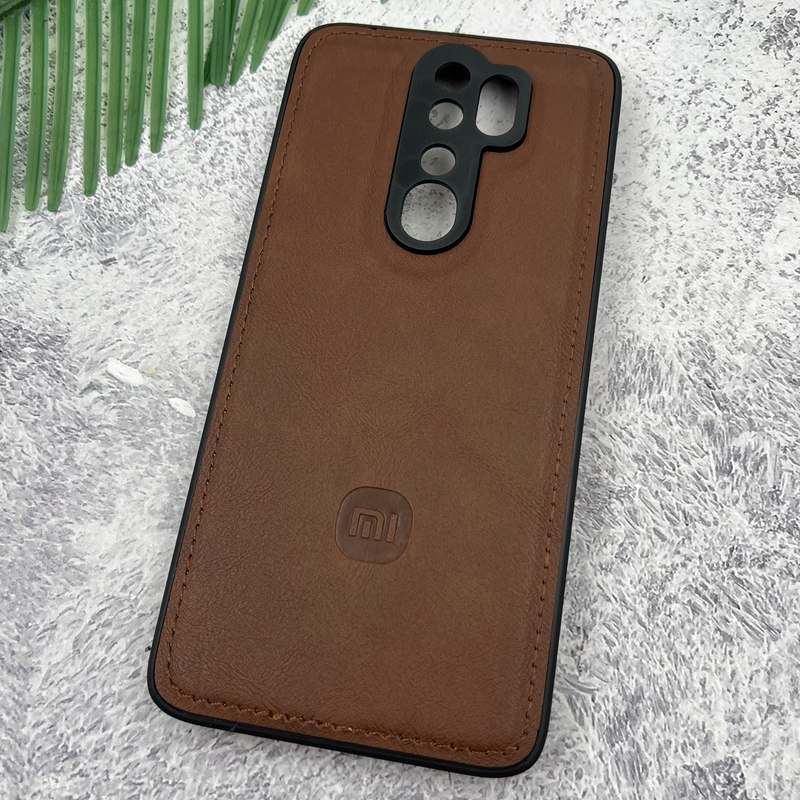 قاب گوشی Redmi Note 8 Pro شیائومی Leather Case چرم اورجینال داخل پارچه ای لوگو دار کلاسیک محافظ لنز دار قهوه ای کد 90487 - Image 2