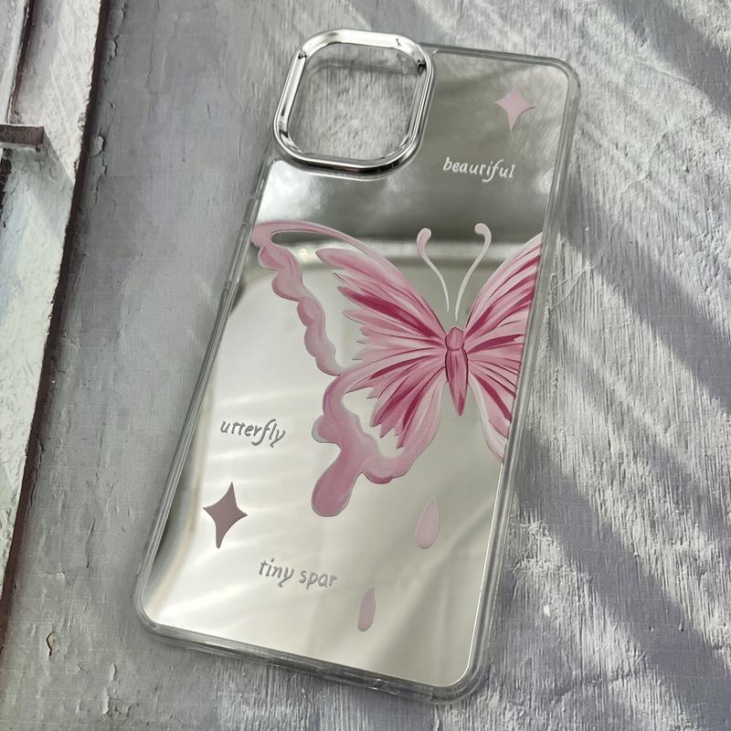 قاب گوشی Galaxy A06 سامسونگ آینه ای Mirror Case لنز Silver طرح فانتزی پروانه کد 90973 - Image 2