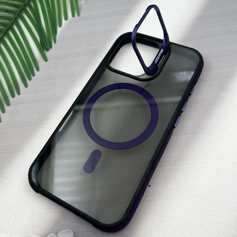 قاب گوشی iPhone 16 آیفون Stand Case اورجینال مگ سیف Magsafe ضد ضربه لنز استندشو فلزی بنفش کد 93068 - Image 2