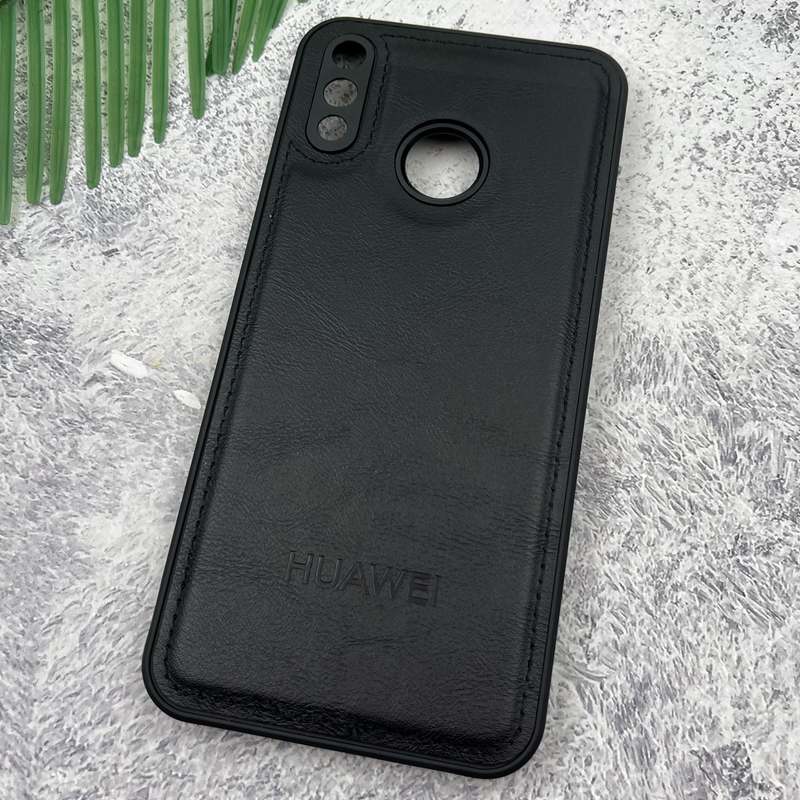 قاب گوشی Huawei Y9 2019 هوآوی Leather Case چرم اورجینال داخل پارچه ای لوگو دار کلاسیک محافظ لنز دار مشکی کد 97353 - Image 2