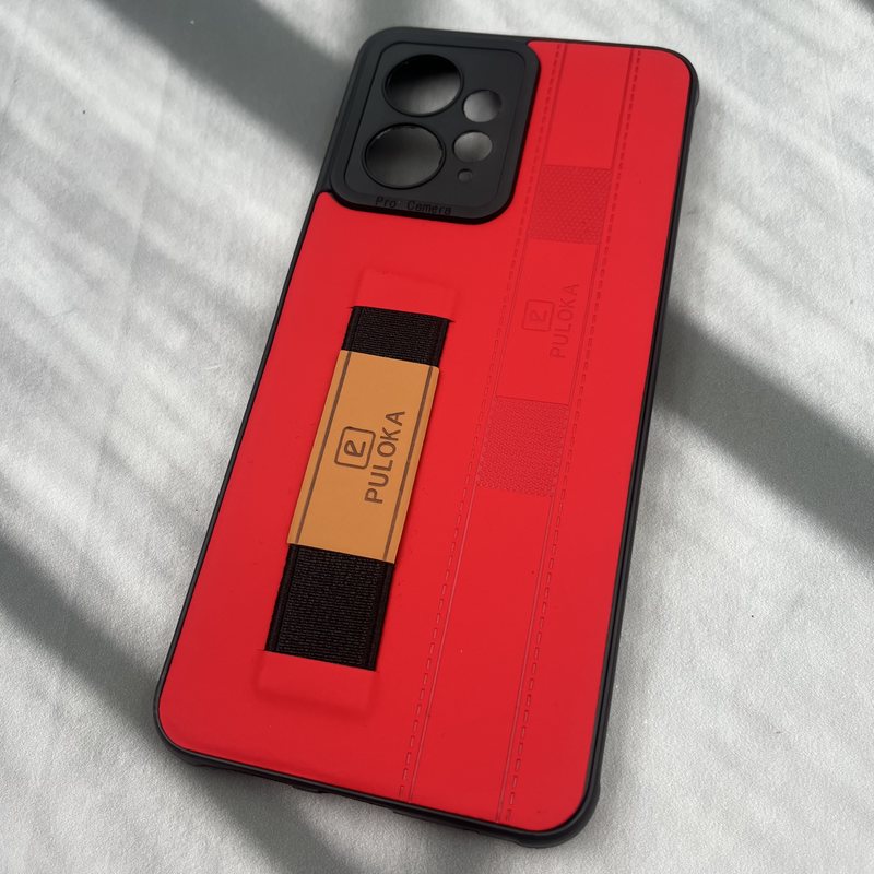قاب گوشی Redmi Note 12 4G شیائومی فینگر بند ایربگ دار چرم Puloka چرم قرمز محافظ لنز دار کد 21748 - Image 2