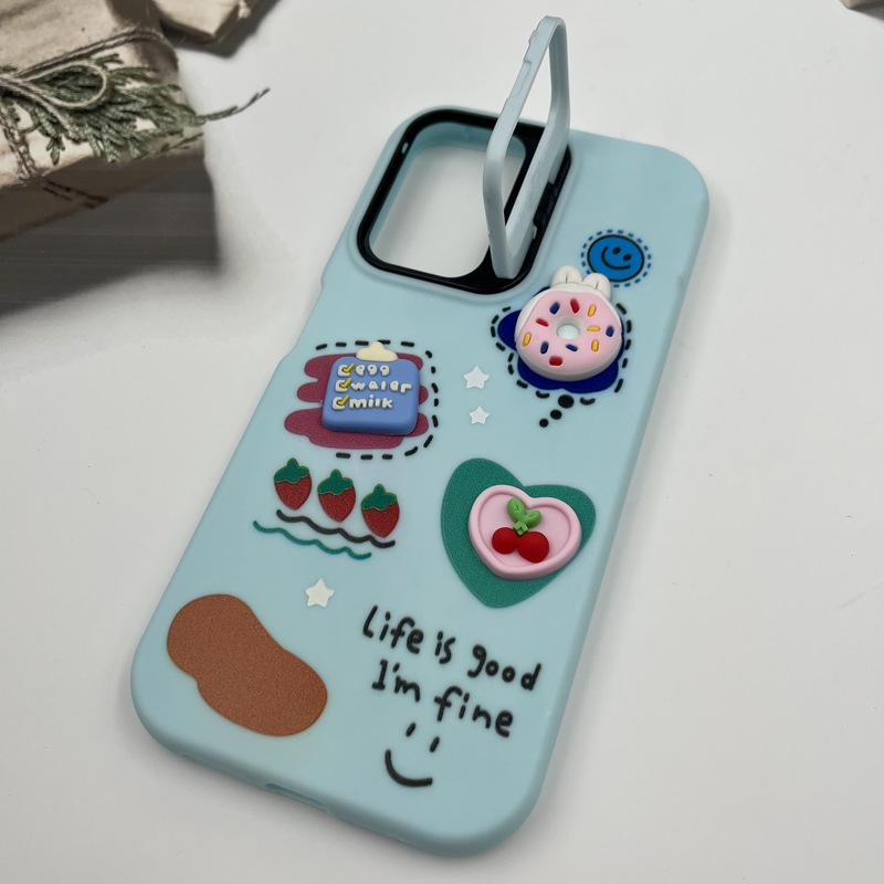 قاب گوشی Redmi Note 11 4G / Redmi Note 11S شیائومی سیلیکونی Stand Case پاستلی عروسکی برجسته آبی لنز استندشو کد 22784 - Image 2