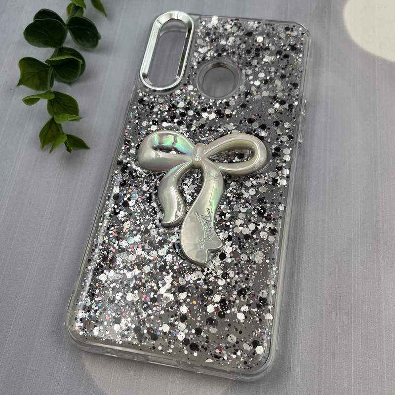 قاب گوشی Galaxy A20S سامسونگ Resin Case پاپیونی برجسته اکلیلی رزینی مشکی لنز Silver کد 22809 - Image 2