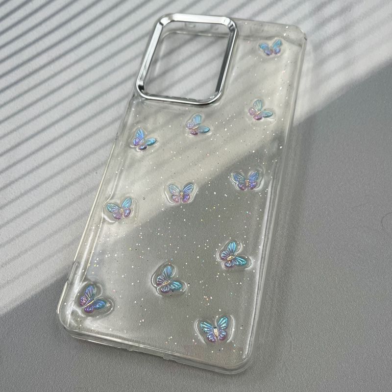 قاب گوشی Poco X7 Pro شیائومی Resin Art Case شفاف لنز Silver طرح پروانه رنگی کد 22937 - Image 2