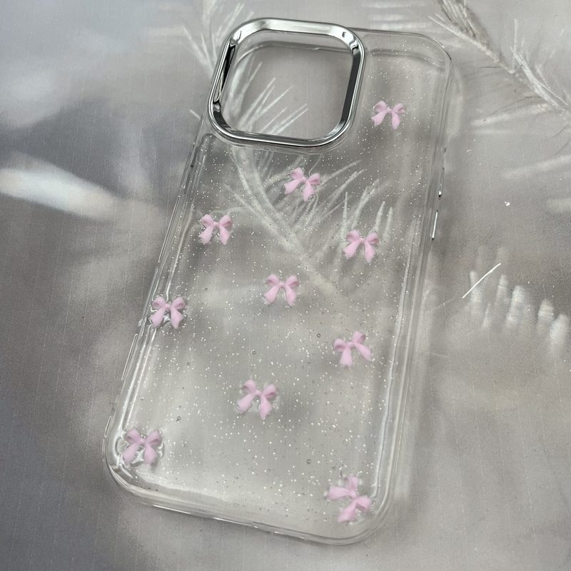 قاب گوشی iPhone 16 Pro آیفون Resin Case طرح پاپیون شاین دار برجسته لنز Silver صورتی کد 26384 - Image 2