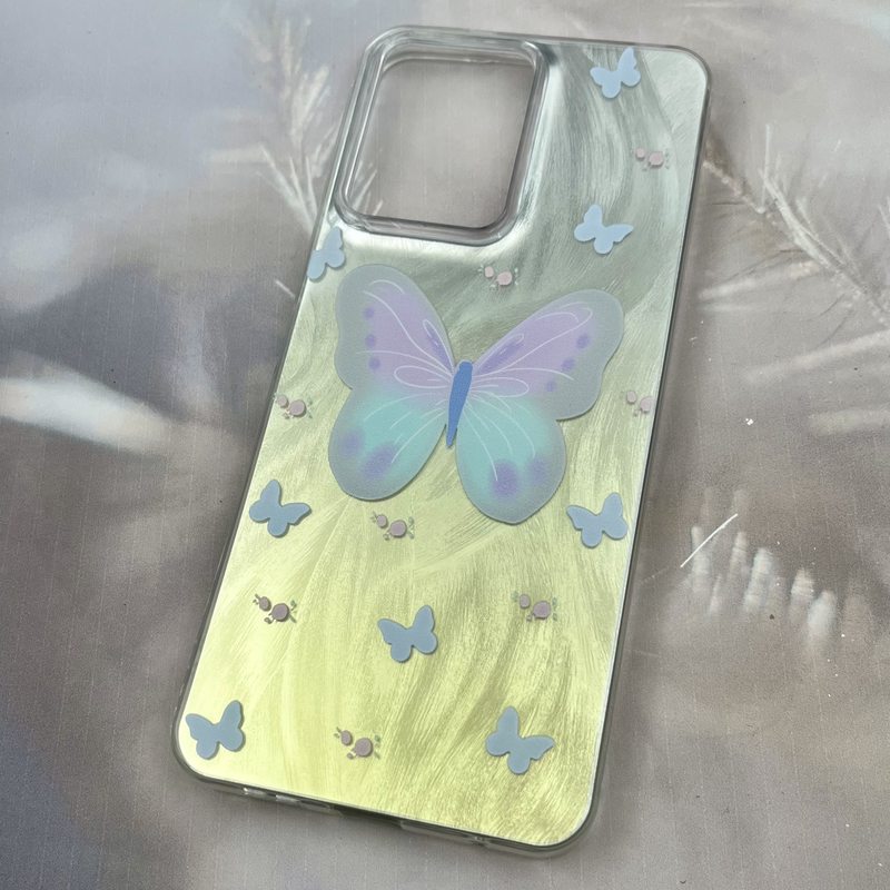 قاب گوشی Redmi Note 12 4G شیائومی Brush Case دو رنگ لنز برجسته طرح پروانه آبی کد 27794 - Image 2