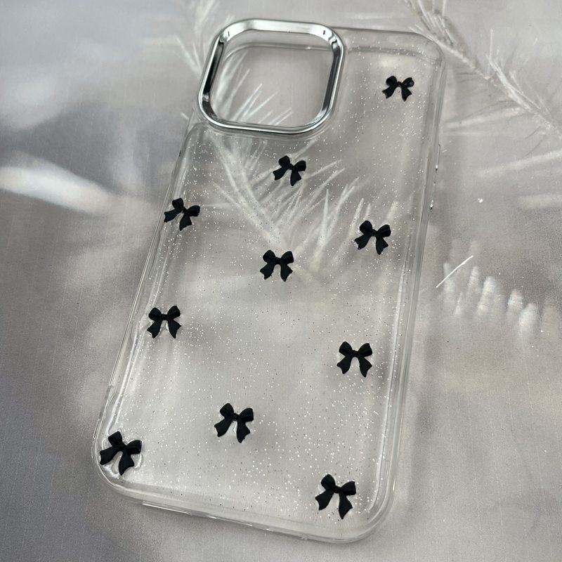 قاب گوشی iPhone 14 Pro Max آیفون Resin Case طرح پاپیون شاین دار برجسته لنز Silver مشکی کد 30376 - Image 2
