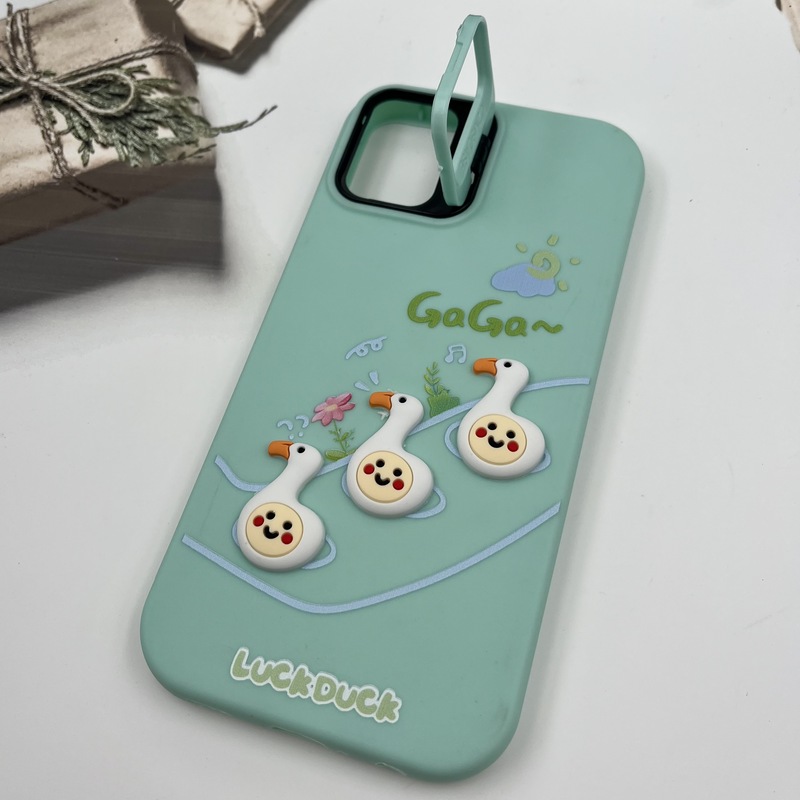 قاب گوشی Galaxy A05 سامسونگ سیلیکونی Stand Case پاستلی عروسکی برجسته سبز لنز استندشو کد 31687 - Image 2