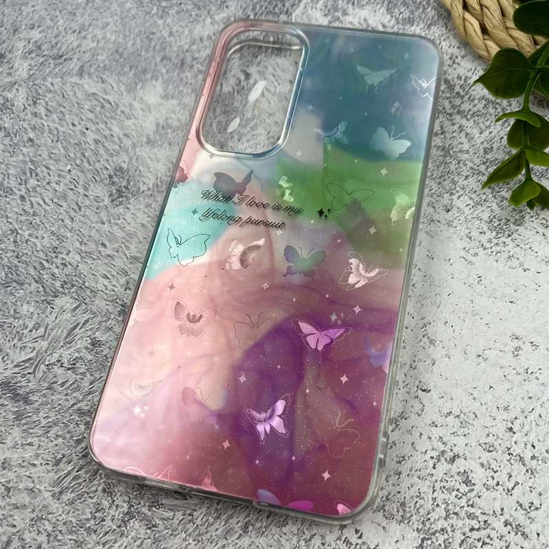 قاب گوشی Galaxy A55 سامسونگ Luxury Case ضد ضربه طرح کهکشانی پروانه لیزری صورتی آبی کد 33869 - Image 2