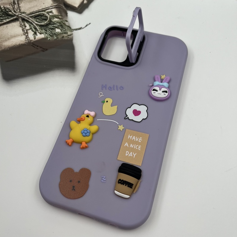 قاب گوشی Galaxy A05 سامسونگ سیلیکونی Stand Case پاستلی عروسکی برجسته یاسی لنز استندشو کد 36152 - Image 2
