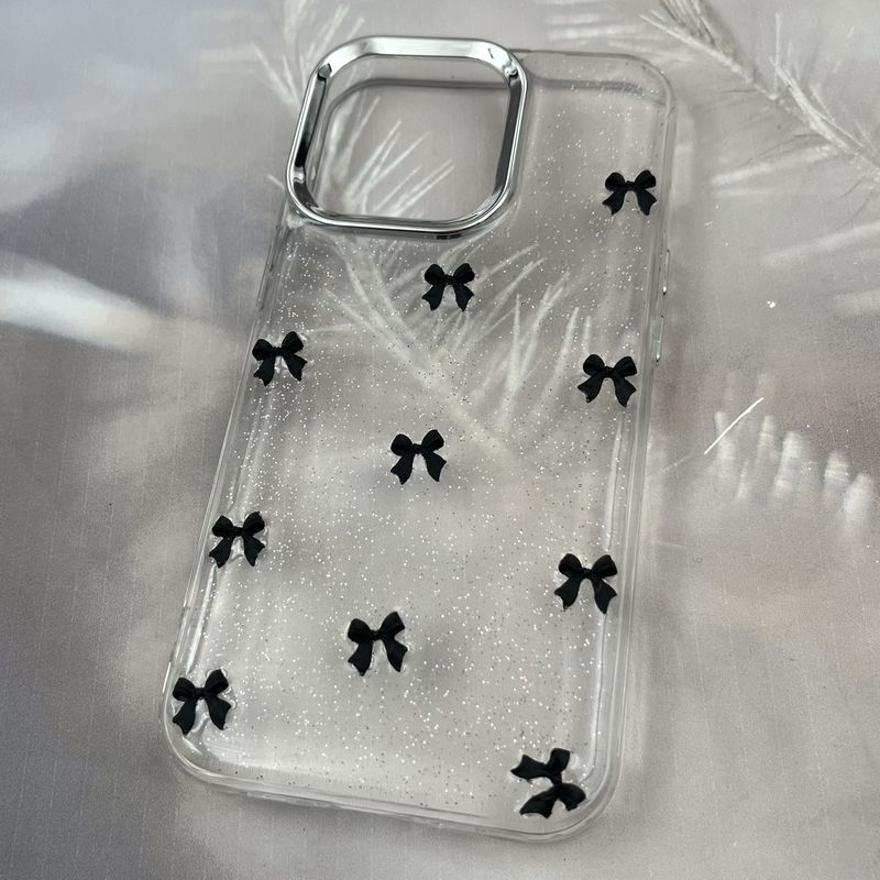 قاب گوشی iPhone 13 Pro آیفون Resin Case طرح پاپیون شاین دار برجسته لنز Silver مشکی کد 70099 - Image 2