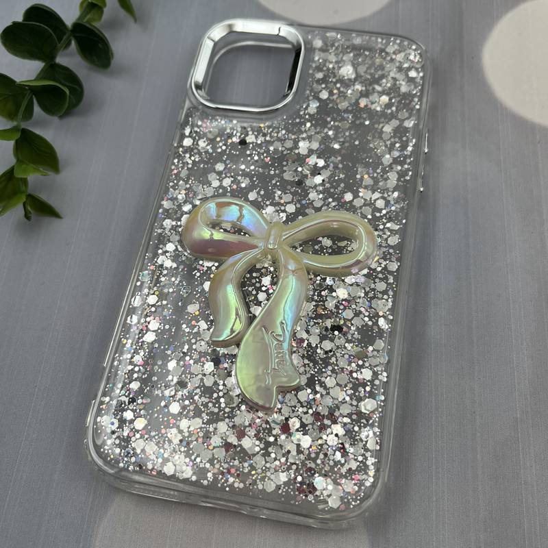 قاب گوشی iPhone 11 آیفون Resin Case پاپیونی برجسته اکلیلی رزینی نقره ای لنز Silver کد 37537 - Image 2