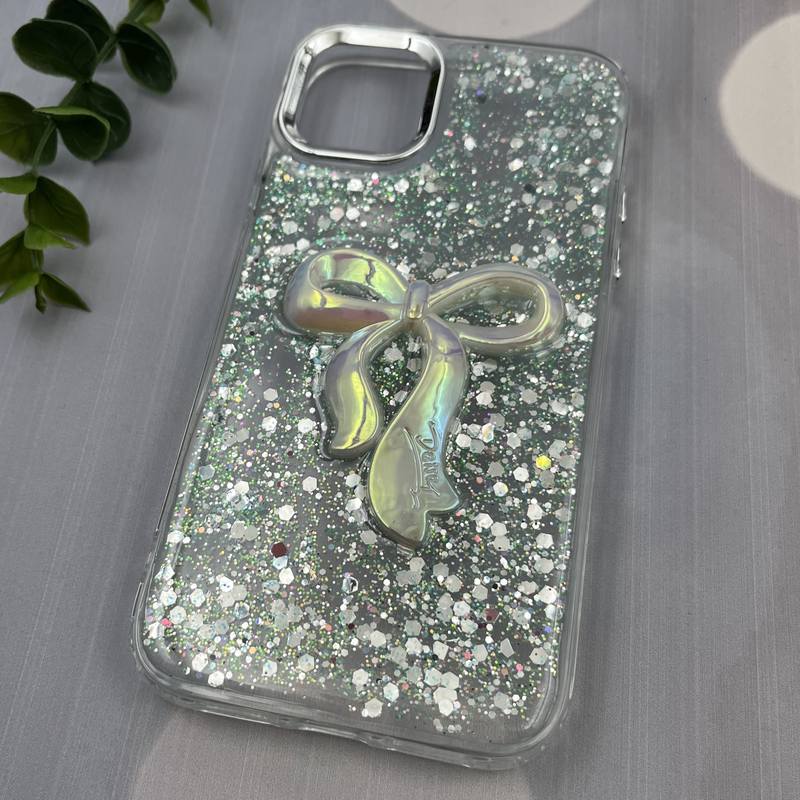 قاب گوشی iPhone 11 آیفون Resin Case پاپیونی برجسته اکلیلی رزینی سبز لنز Silver کد 37611 - Image 2