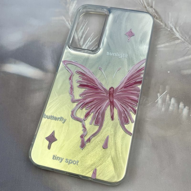 قاب گوشی Galaxy A16 سامسونگ Brush Case دو رنگ لنز برجسته طرح پروانه صورتی کد 38683 - Image 2